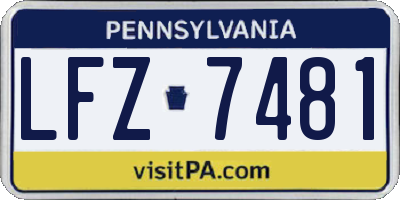 PA license plate LFZ7481
