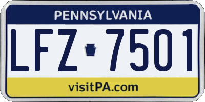 PA license plate LFZ7501