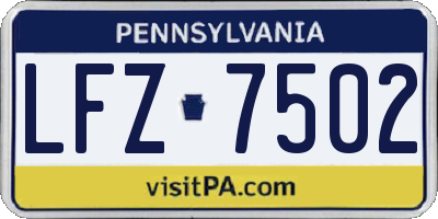 PA license plate LFZ7502