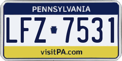 PA license plate LFZ7531