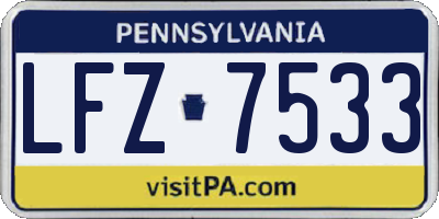 PA license plate LFZ7533