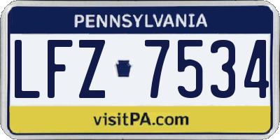 PA license plate LFZ7534