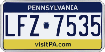 PA license plate LFZ7535