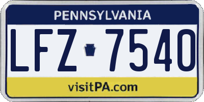 PA license plate LFZ7540