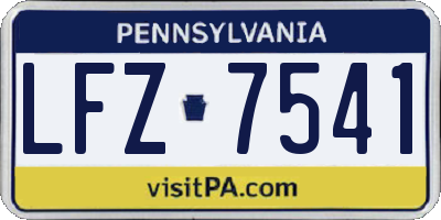 PA license plate LFZ7541