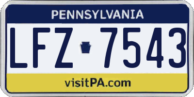 PA license plate LFZ7543