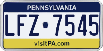 PA license plate LFZ7545