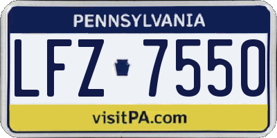 PA license plate LFZ7550