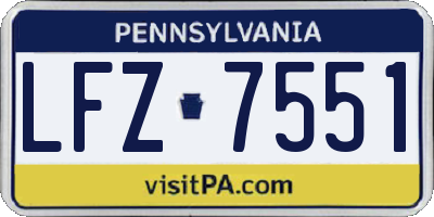 PA license plate LFZ7551
