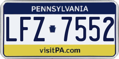 PA license plate LFZ7552