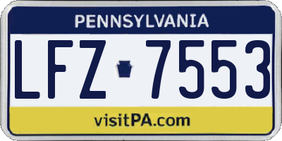 PA license plate LFZ7553