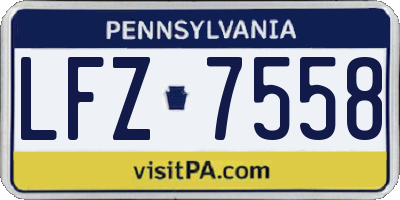 PA license plate LFZ7558