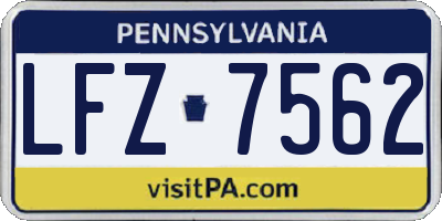 PA license plate LFZ7562