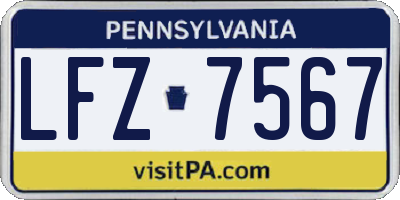 PA license plate LFZ7567