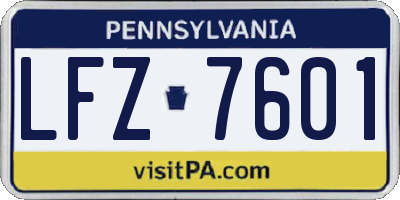 PA license plate LFZ7601
