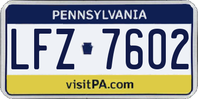 PA license plate LFZ7602