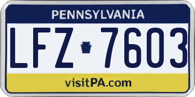 PA license plate LFZ7603