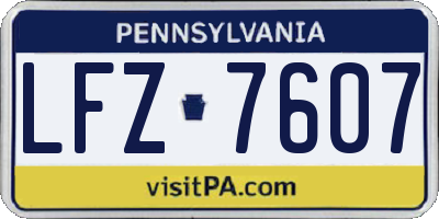 PA license plate LFZ7607