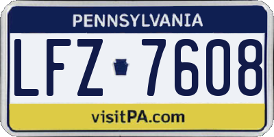 PA license plate LFZ7608