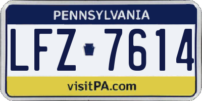PA license plate LFZ7614