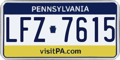 PA license plate LFZ7615
