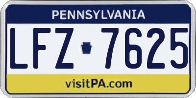 PA license plate LFZ7625