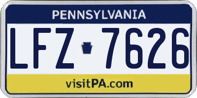 PA license plate LFZ7626