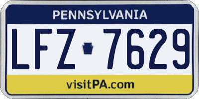 PA license plate LFZ7629
