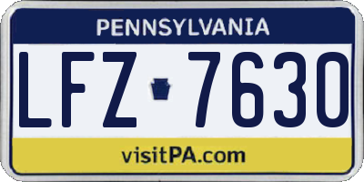 PA license plate LFZ7630