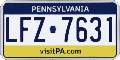 PA license plate LFZ7631