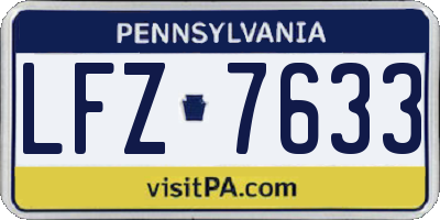 PA license plate LFZ7633