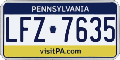 PA license plate LFZ7635