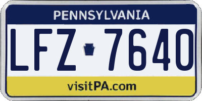 PA license plate LFZ7640