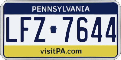 PA license plate LFZ7644