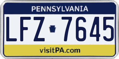 PA license plate LFZ7645