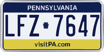PA license plate LFZ7647