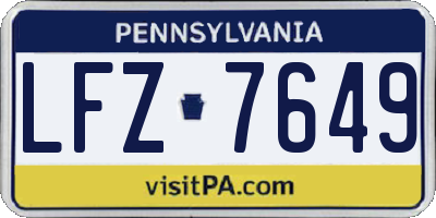 PA license plate LFZ7649