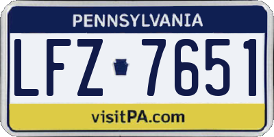 PA license plate LFZ7651