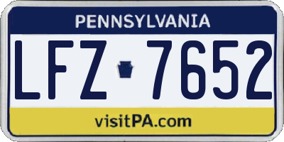 PA license plate LFZ7652