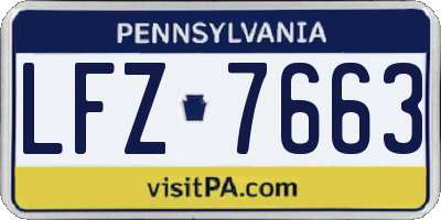 PA license plate LFZ7663
