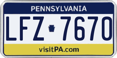 PA license plate LFZ7670