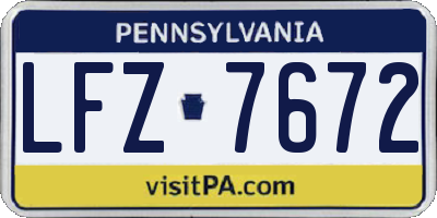 PA license plate LFZ7672