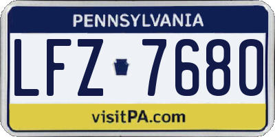 PA license plate LFZ7680