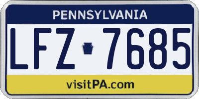 PA license plate LFZ7685