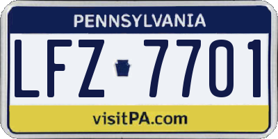 PA license plate LFZ7701