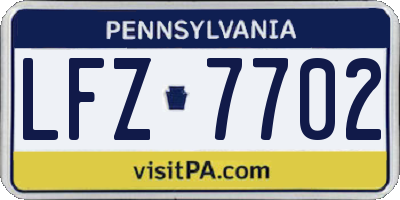 PA license plate LFZ7702