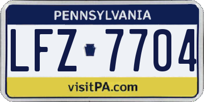 PA license plate LFZ7704