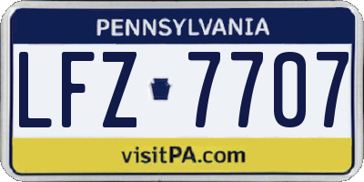 PA license plate LFZ7707