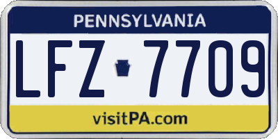PA license plate LFZ7709