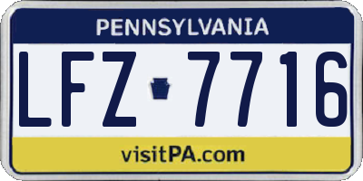 PA license plate LFZ7716